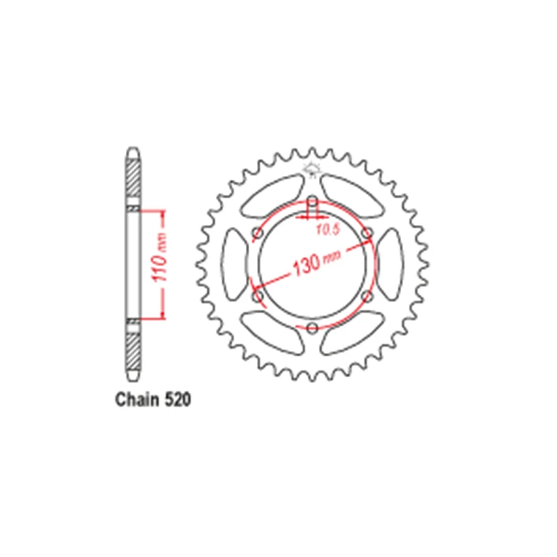 OZOEMPT 520-42T Motorcycle Rear Sprocket Apply to EX300 BGF,BGFA Ninja 300 ABS KRT Edition  ER500 A1,A2,A3,A4,C1,C2,C3,C4 (ER-5)