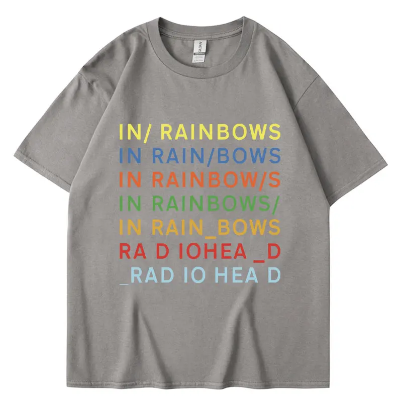 British Rock Band Radiohead T Shirt Music Album in Rainbows Men\'s Cotton Short Sleeve Hip Hop Gothic Loose T-shirts Streetwear