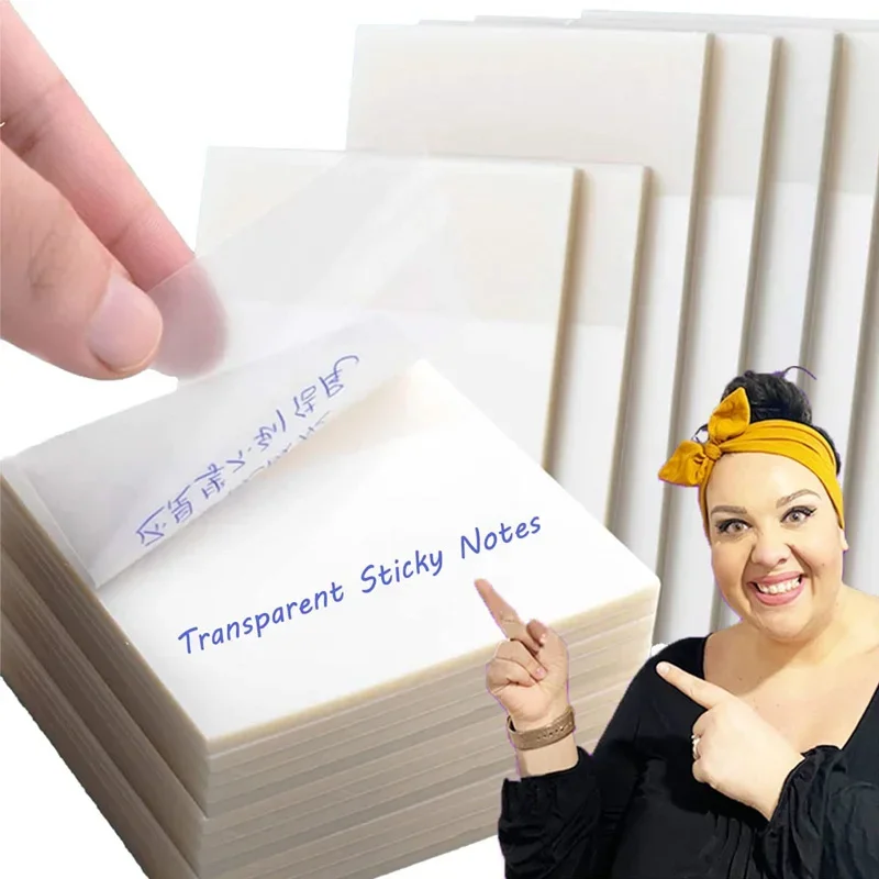 

Transparent Sticky Notes Waterproof Self-adhesive Sticky Notes Notepad Information Reminder Suitable for School Office Memos
