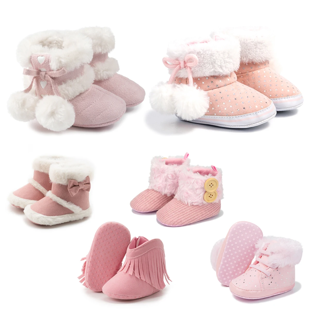 الوليد الطفل بنات الوردي رقيق الجوارب رائعة الترتر هامش أفخم حافة شتاء دافئ طفل الأولى مشوا القطن عدم الانزلاق وحيد