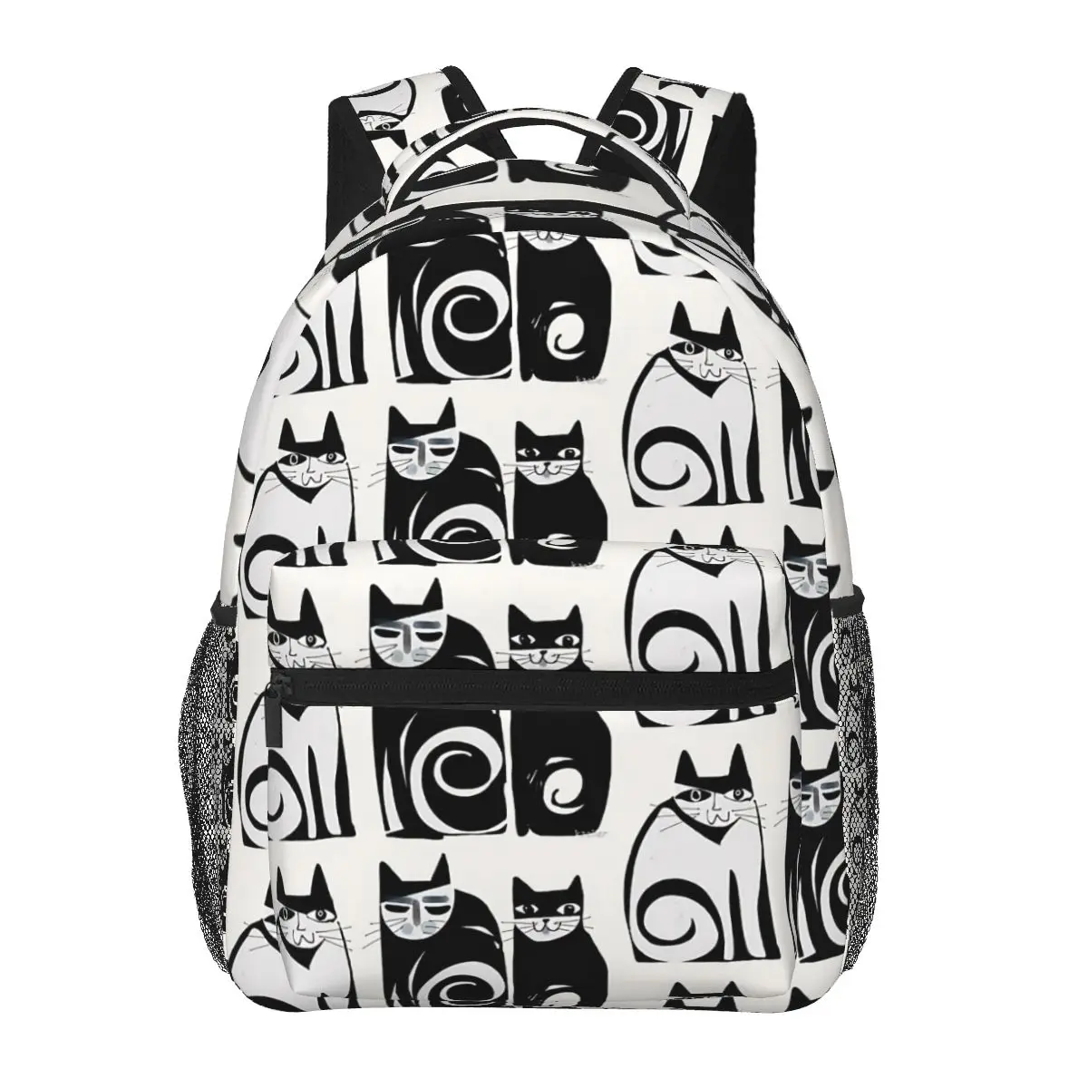 

Large Capacity Black And White Cats Travel Backpacks New Pattern Bag for Teenager