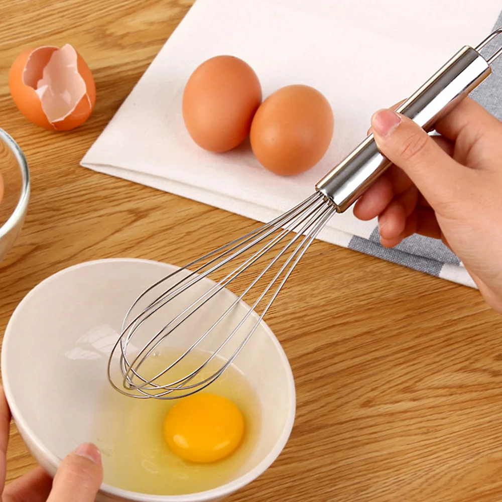 3Pcs Stainless Steel Whisk Set 6 Wire Whisks 8/10/12 Inch Kitchen Balloon Whisks with Stainless Grip Manual Egg Beater Blender