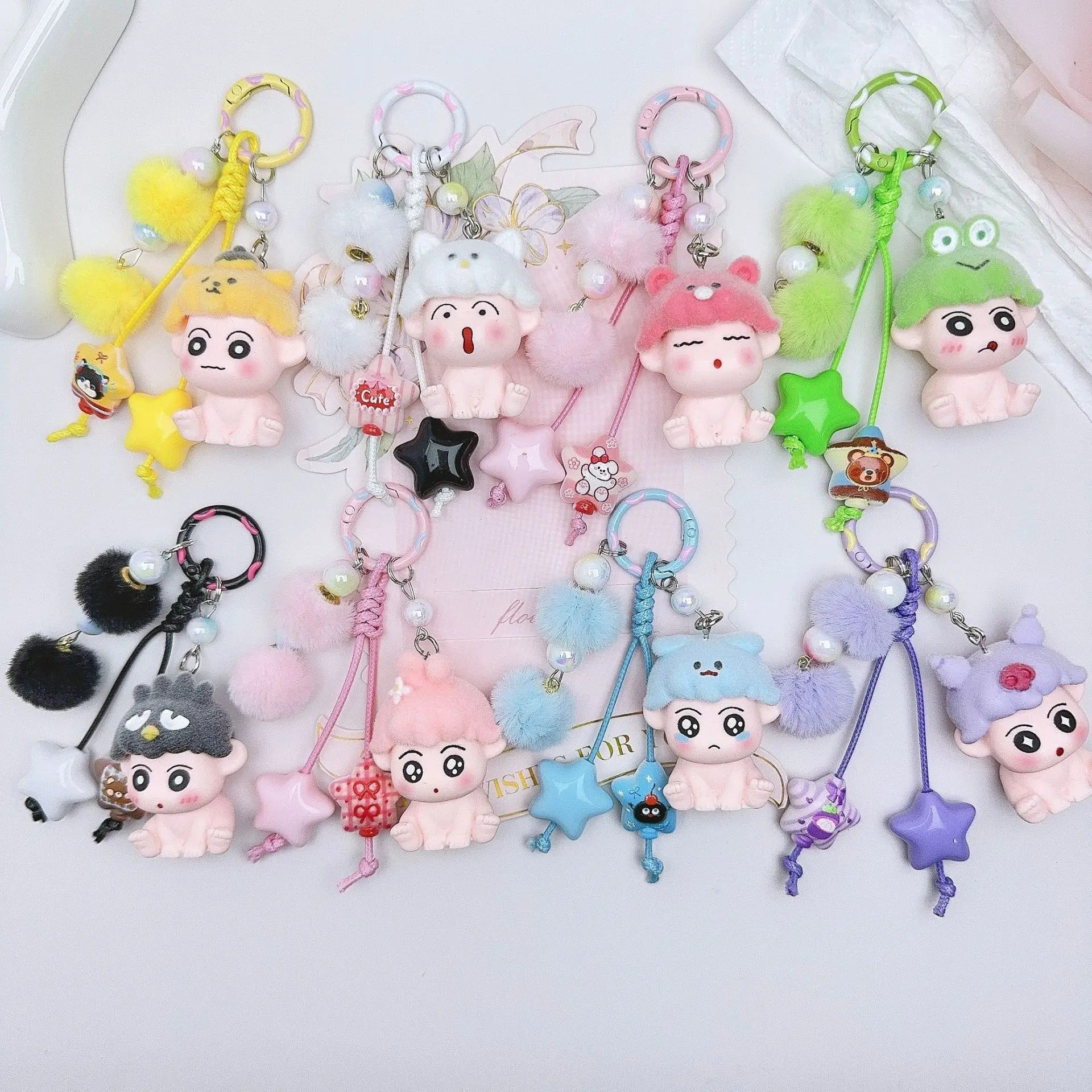 

Креативный брелок-подвеска Шин-чан с флокированием для ключей, рюкзаков, телефонов, подарок на день рождения и праздники