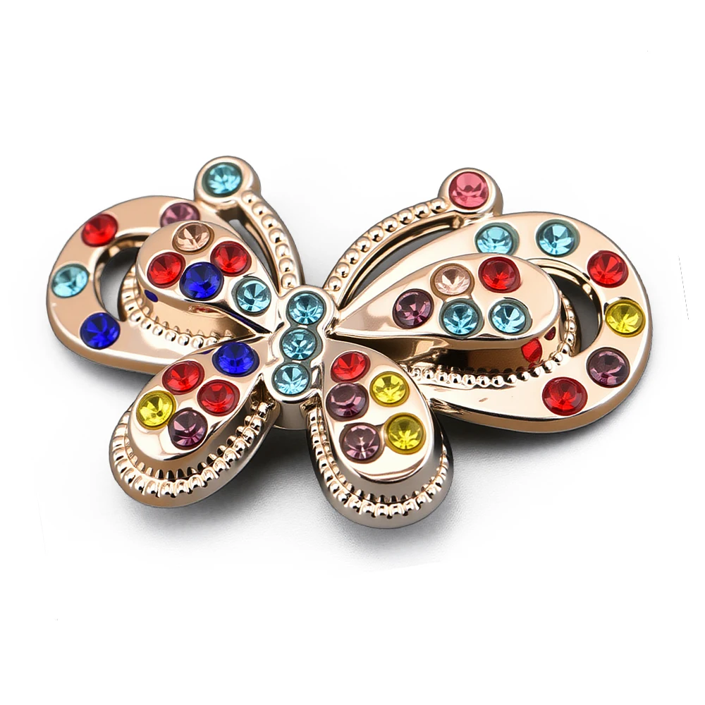 1pcs Rhinestone Pearl Butterfly Bow Shoe Charms, ABS Metallic Shoes Decoration for Clogs Sandals Sneakers