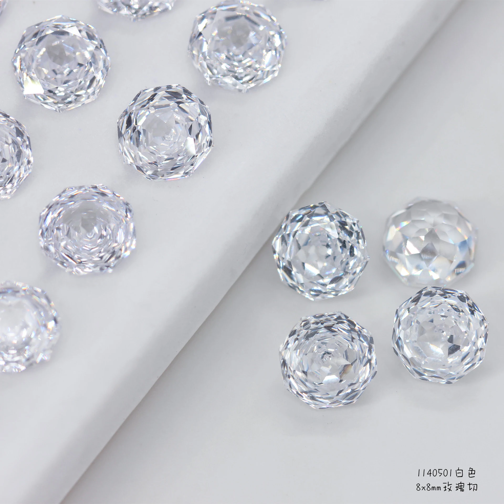 1pcs 5A high flash 8mm Jewelry grade Handmade octagonal millennial rose pointed bottom diamond nail art bare zircon