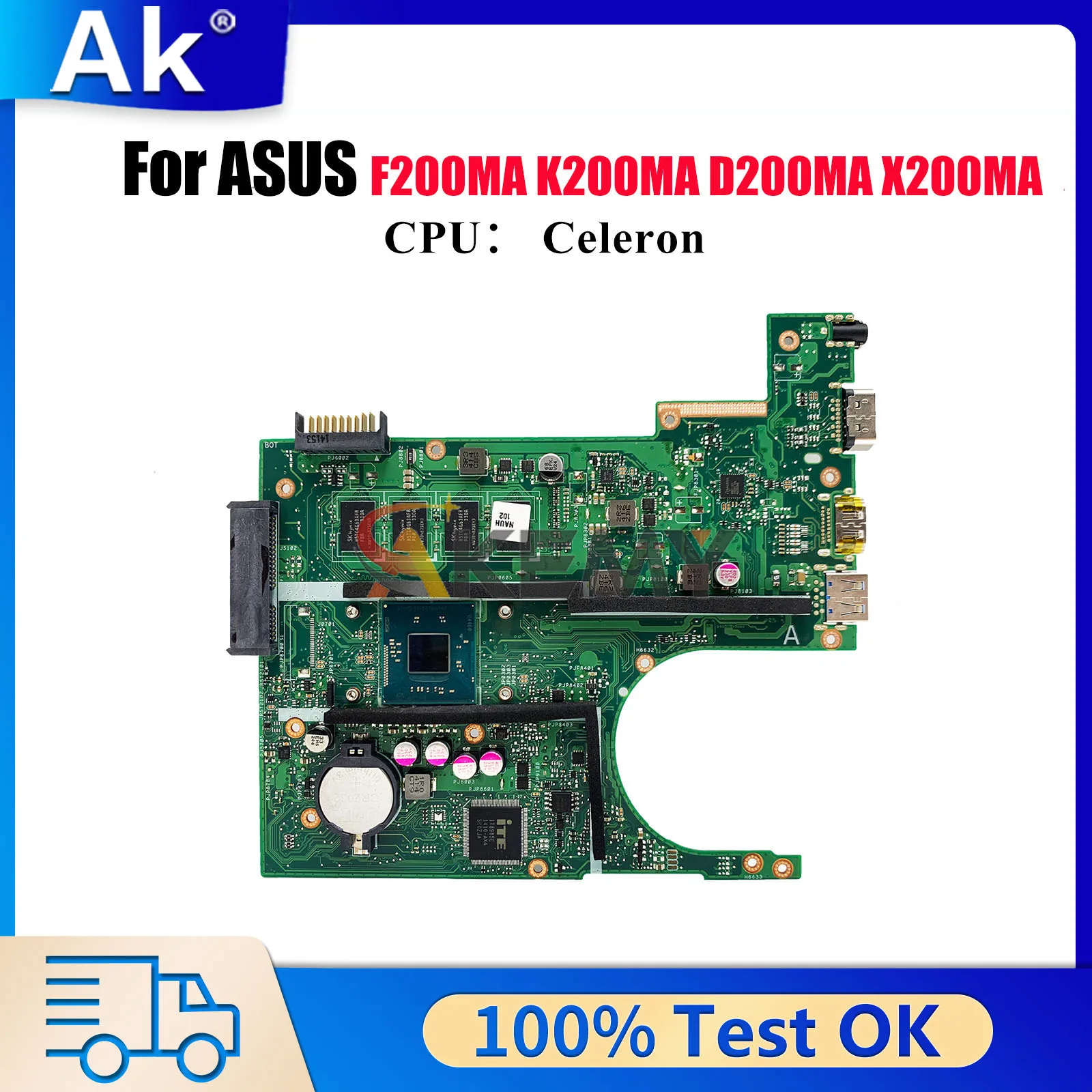 

Материнская плата для ноутбука X200MA для ASUS VivoBook X200MA X200M D200MA K200MA F200MA, материнская плата для ноутбука с процессором Celeron, 100% тест в порядке