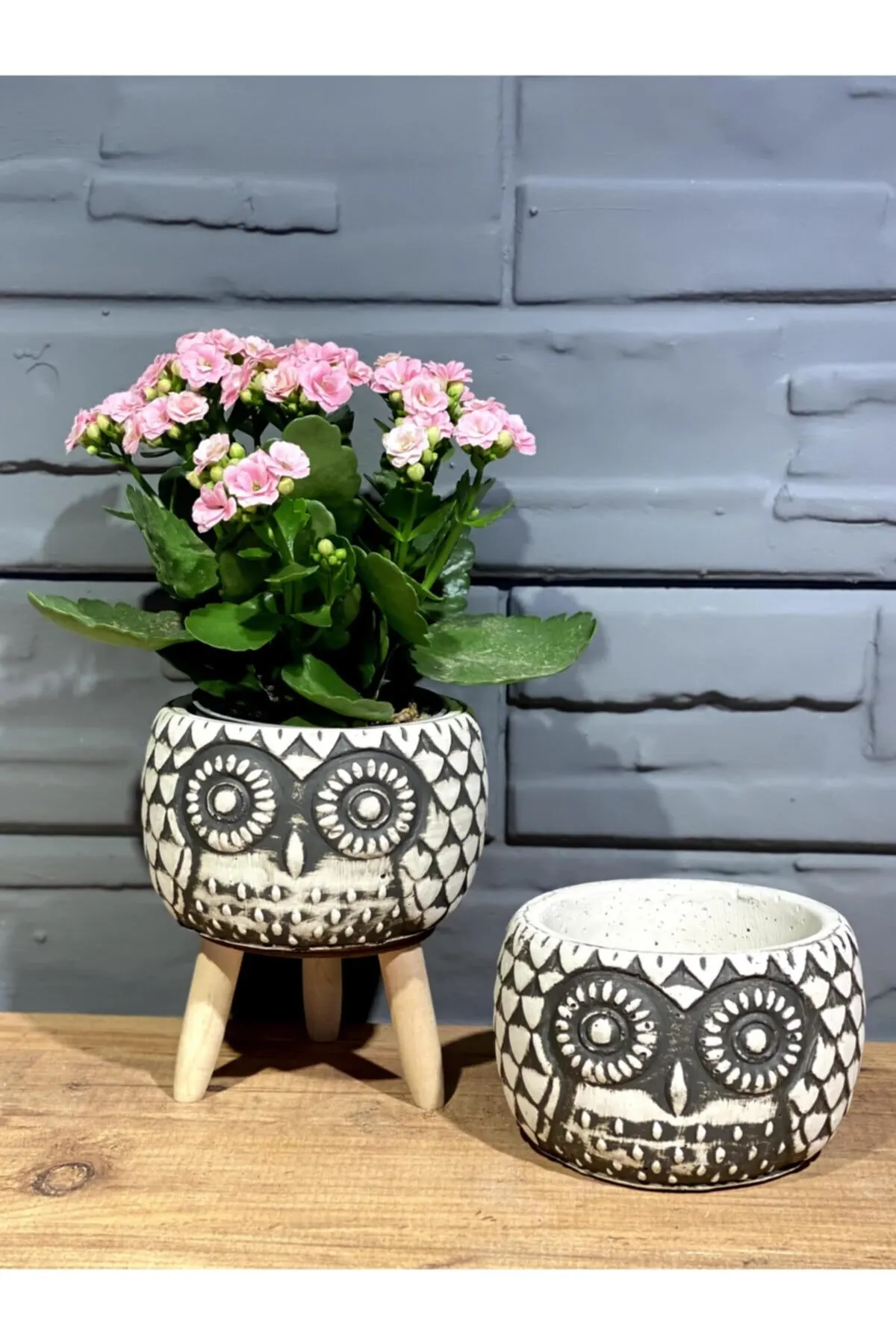 Pot Bunga Burung Hantu Pot Bunga Lantai Kayu Pot Bunga Set 2 Buah, Rak Dekorasi Dinding Dekorasi Rumah Modern Dekorasi Estetika