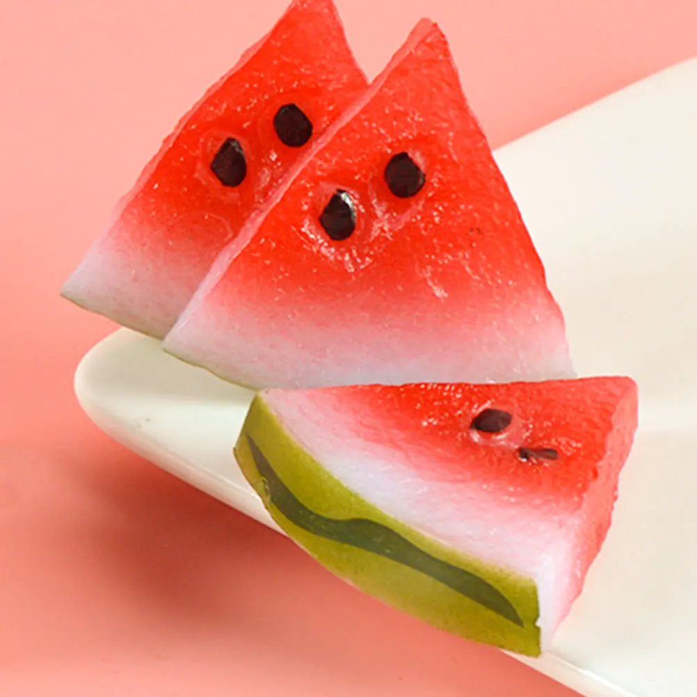 

5Pcs Mini Watermelon Slices Simulation Decoration Photo Props Scene Layout Miniature Watermelon Slice Mini House Food Decor