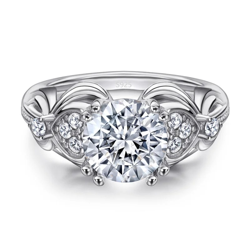 JoyceJelly Luxury 8mm 2CT Moissanite Jewelry For Women S925 Sterling Silver Ring Wedding Bands Pass Diamond Tester Size5-10 Gift