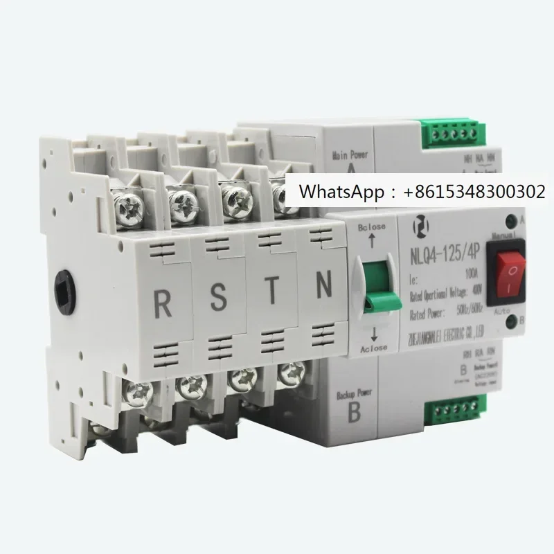 400V millisecond level continuous switching dual power automatic transfer switch NLQ4-125/4P 100A English