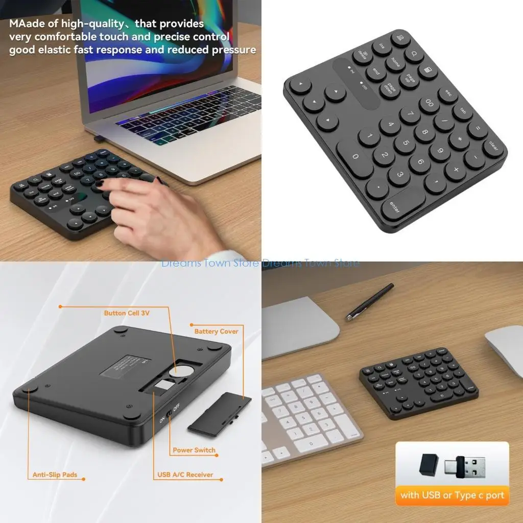 

HX6A 2.4G Numeric Keypad Wireless Rechargeable Digital Keyboards for Drawing and Graphics Tablets Shortcut