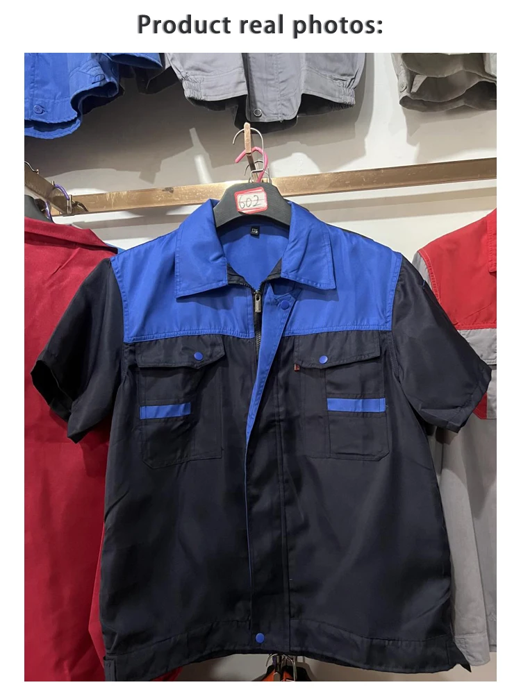 Letnia koszula robocza z krótkim rękawem, kombinezon, oddychająca, cienka odzież robocza do warsztatu, odprowadzająca wilgoć, odzież ochronna dla mechaników.