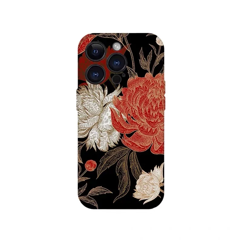 

Red and White Vintage Flowers Phone Case for IPHONE 17 Air 16E 15 PROMAX 14 Plus 13 12 MINI 11 PRO 16Plus XR Acrylic Phone Cover