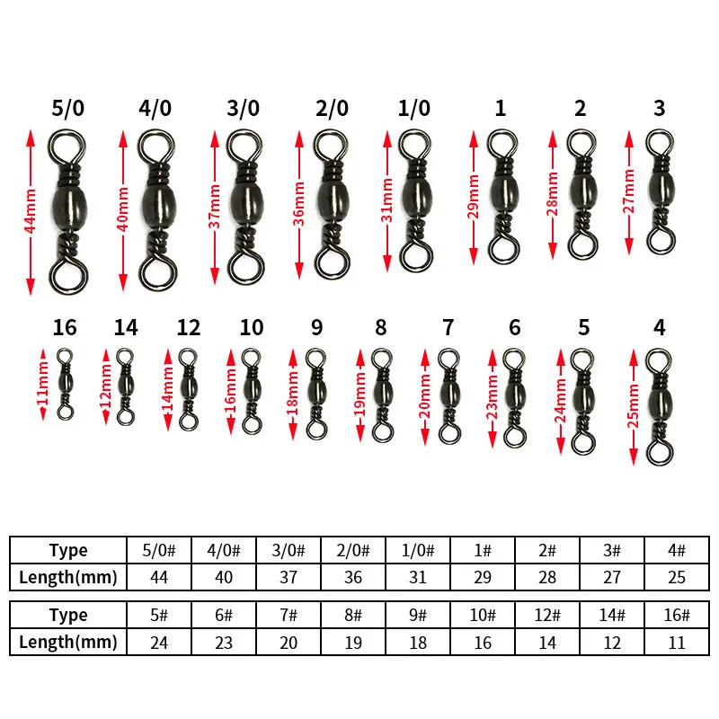 50PCS/Heavy Duty Fishing Barrel Swivel Size 1-16 High Strength Marine Connector Solid Ring Fishing Swivel for Carp Bass view 5