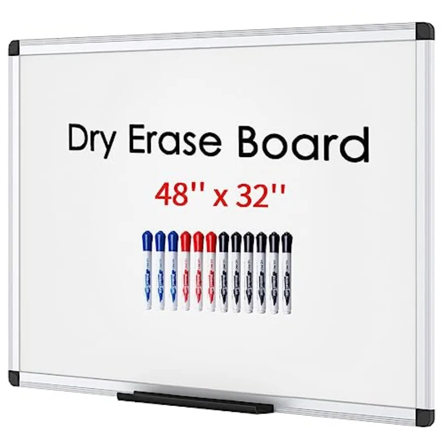 

Dry Erase Board/Magnetic White Board 48 X 32 Inches Silver Aluminium Frame with 12-Count Markers