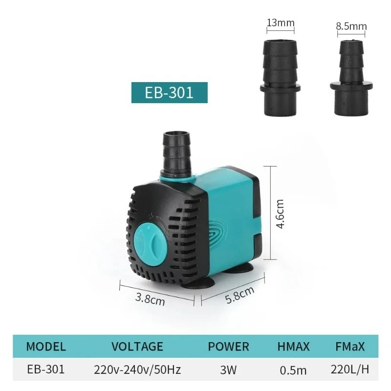 Quiet and silent submersible pump for aquariums 3/6/10/15/25/35/50/60w fish tank pond 220-240V plastic accessory box