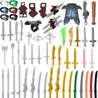 MOC Medieval Military Waffen Building Blocks Knight Soldier Figures Accessories Sword Spear Scabbard Trident Mini Bricks Toy Boy