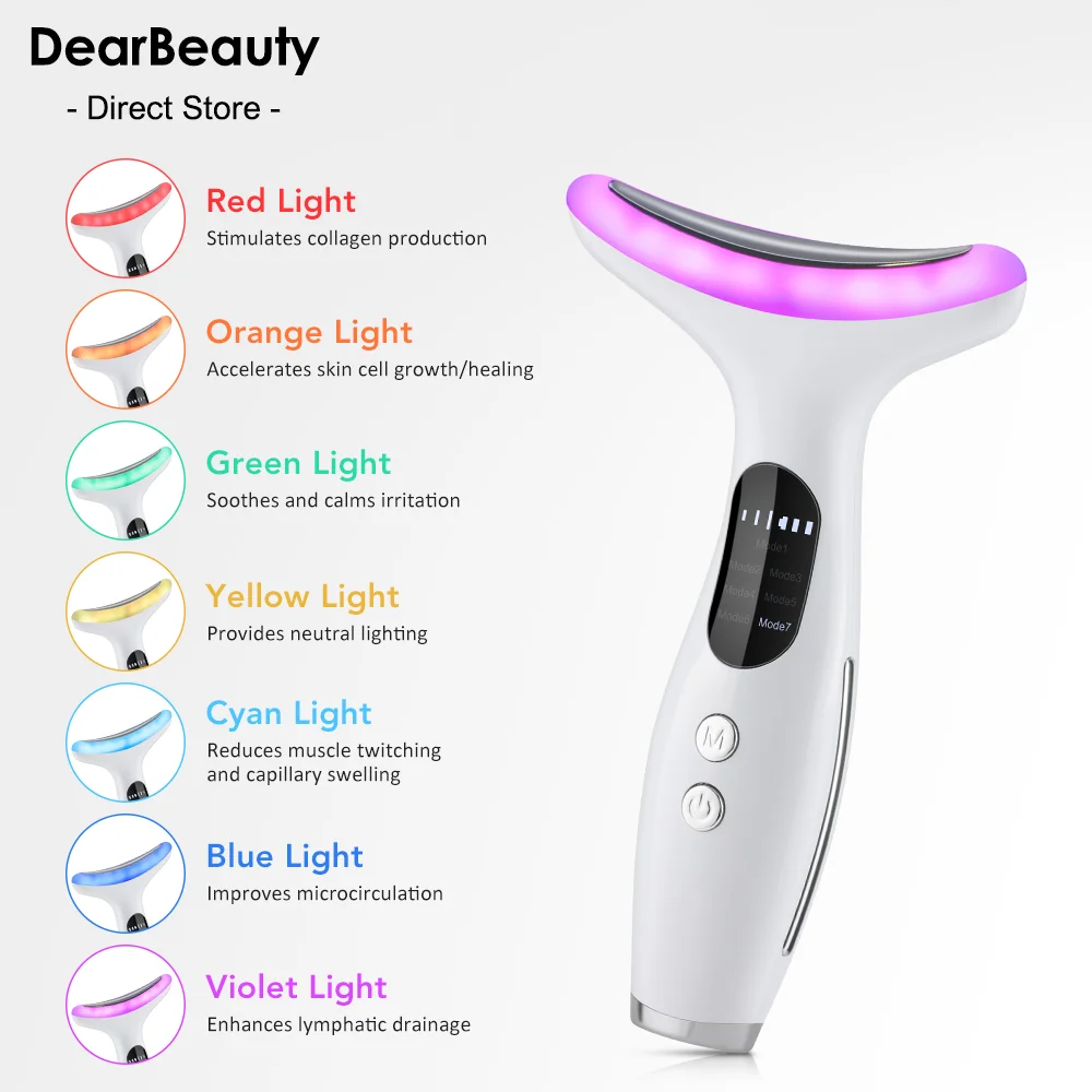 7 Colors LED Face Neck Massager EMS Face Sculpting Tool Skin Rejuvenation Device Facial Lifting Beauty Machine Skin Care Tools
