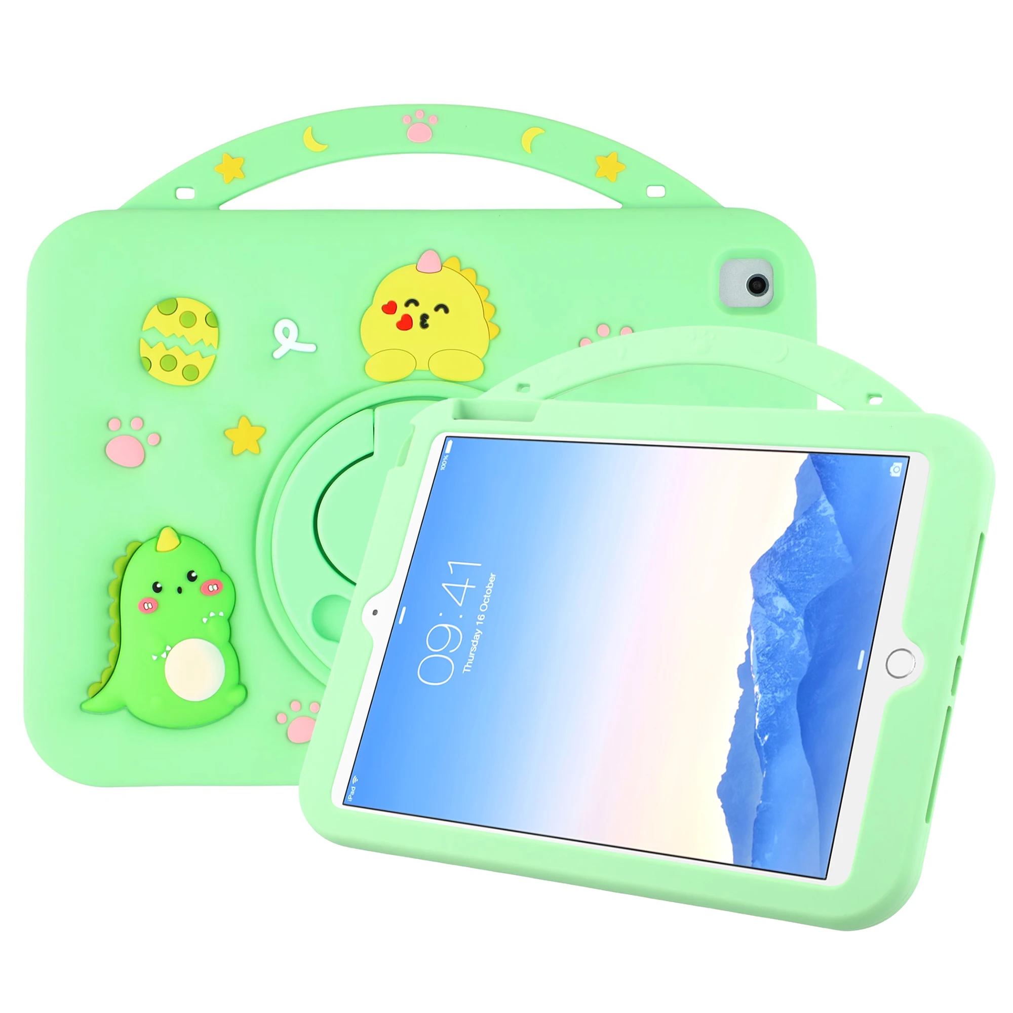 

Силиконовый чехол для iPad 9,7 дюйма (2018 г.) / (2017) / iPad Air 2/Air), вращающаяся подставка для ручки, милый чехол для планшета