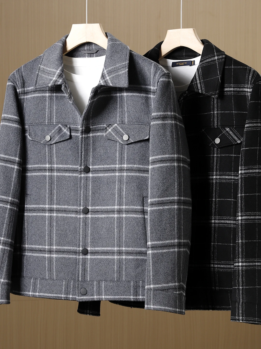 

Повседневная шерстяная клетчатая куртка мужская Thiened двусторонняя твидовая осенне-зимняя куртка в клетку Faionable Urban Sle Long Sve