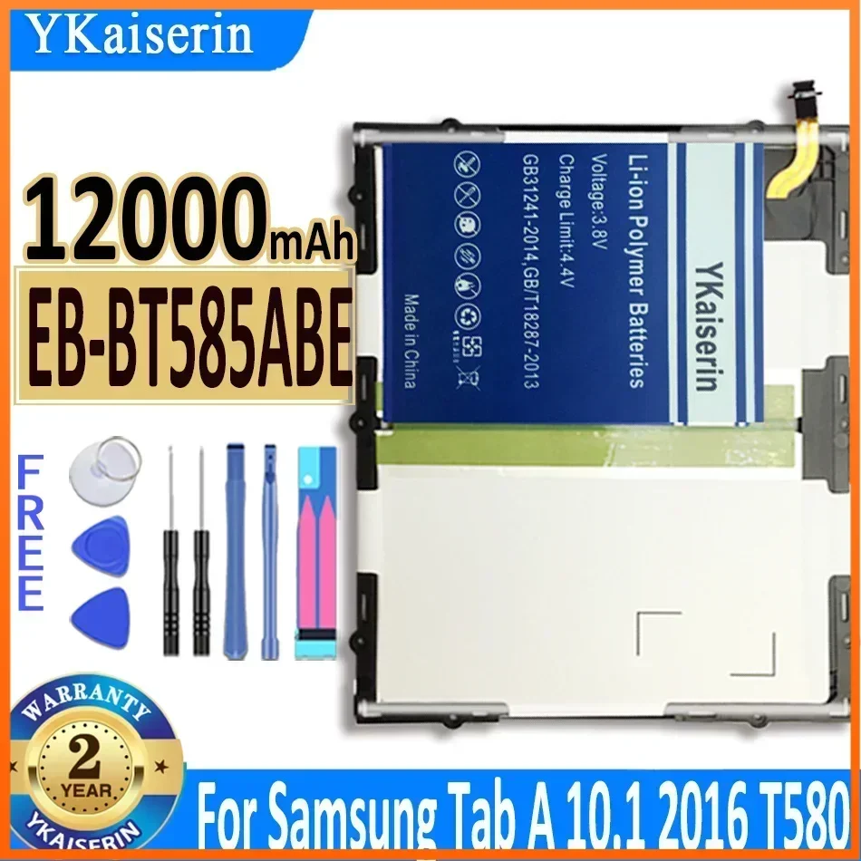 12000mAh YKaiserin Tablet EB-BT585ABE Battery for Samsung Galaxy Tablet Tab A 10.1 2016 T580 SM-T585C T585 T580N Batteries