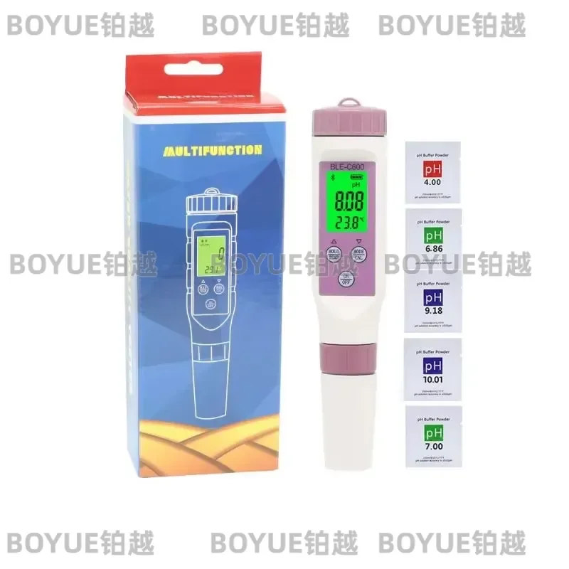 for BLE C-600 7-in-1 Water Quality Tester PH TDS EC ORP SG Salinity Meter Hydrometer 0.00-14 pH OEM ODM