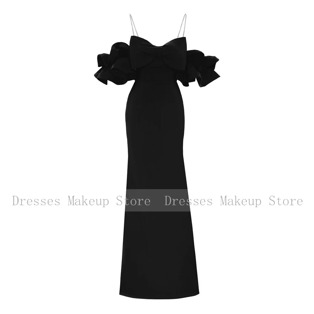 Modern Gowns Jersey Bow Ruffles Sexy Evening Dresses Sheath Spaghetti strap Bespoke Occasion Gown Gowns for Women 2024 Bride
