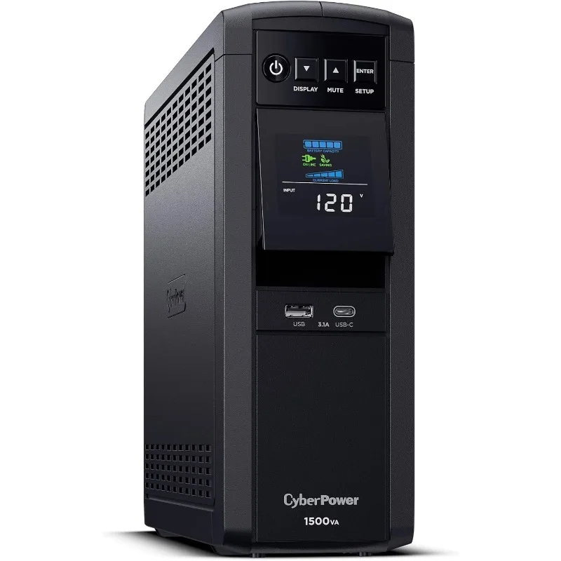 Système UPS à onde sinusoïdale PFC CP1500PFCLCD, 1500 VA/1000 W, 12 prises, AVR, Mini tour, noir