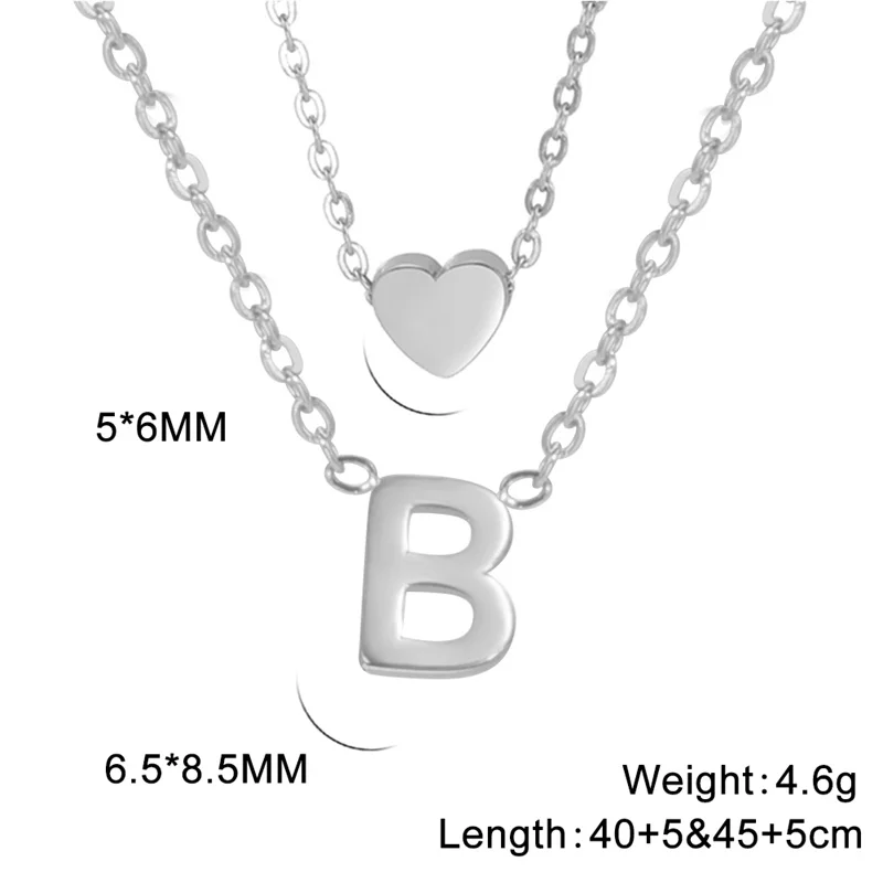 Mode Tiny Herz Initial Halskette Gold Silber Farbe Multilayer Brief Choker Halskette Für Frauen Charme Anhänger Schmuck Geschenk – Detail 18