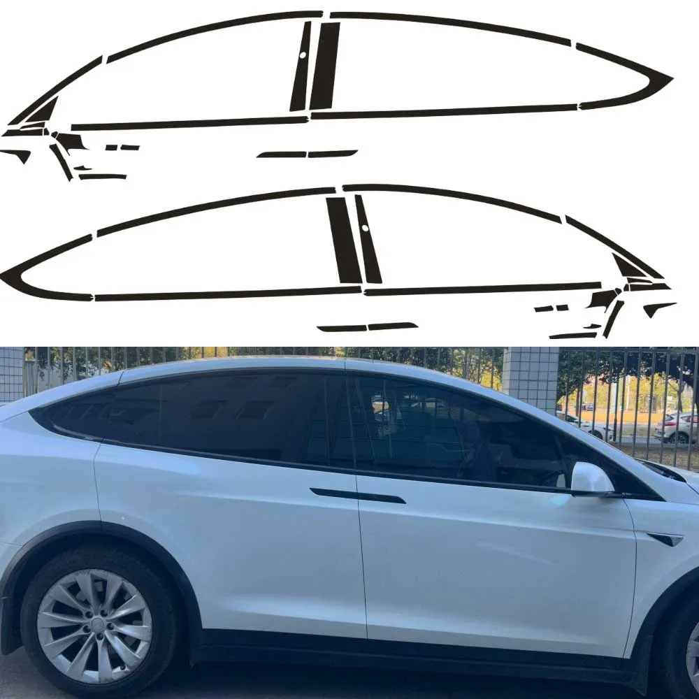 

Хромированная наклейка на окно для Tesla Model X 2016-2020, глянцевая/кованая черная внешняя наклейка из углеродного волокна