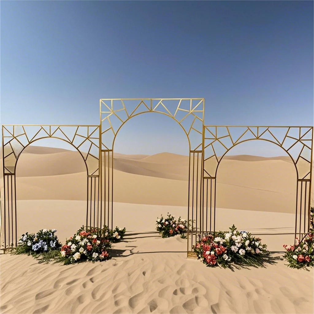 Shiny Metal Wedding flower Arch Frame Circle gold Wedding Stage Props Background Wreath Backdrop square Arch wedding decor