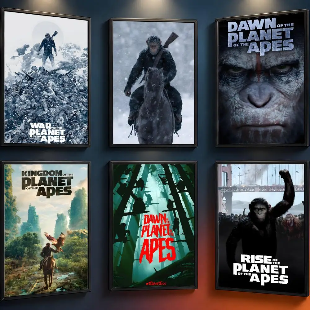Movie Planet of the Apes Caesar Koba Poster Wall Art PP Waterproof HD Self Adhesive Modern Home Decor Living Room Apartment Gift