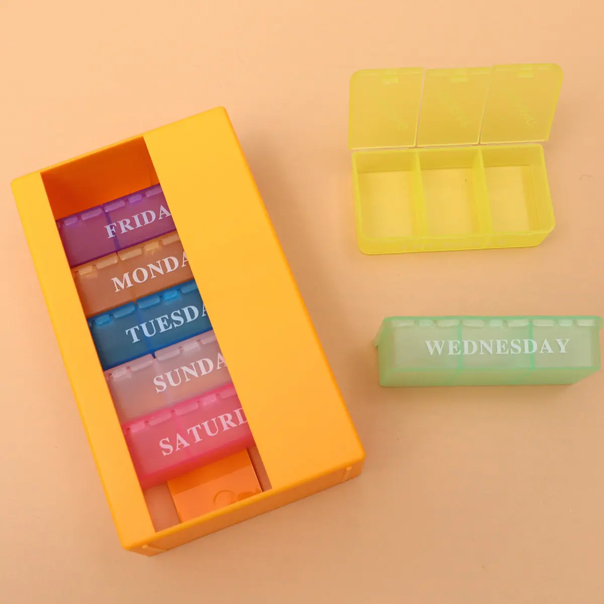 21-Grids Plastic Pill Case Portable Medicine Storage Box Travel Organizer Multipurpose Small Pills Holder Daily Use Orange