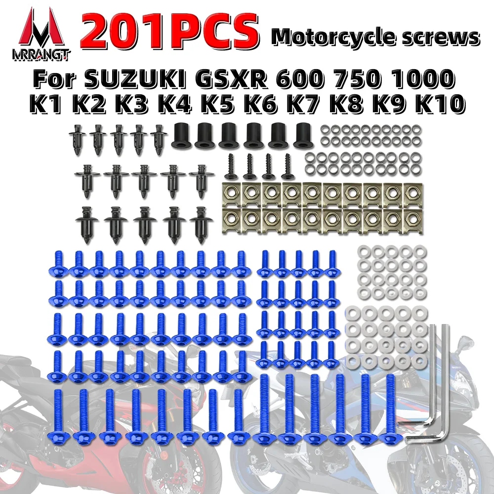 

201PCS Motorcycle Windscreen Fairing Bolts Fastener Clip Screws Kit For SUZUKI GSXR 600 750 1000 K1 K2 K3 K4 K5 K6 K7 K8 K9 K10