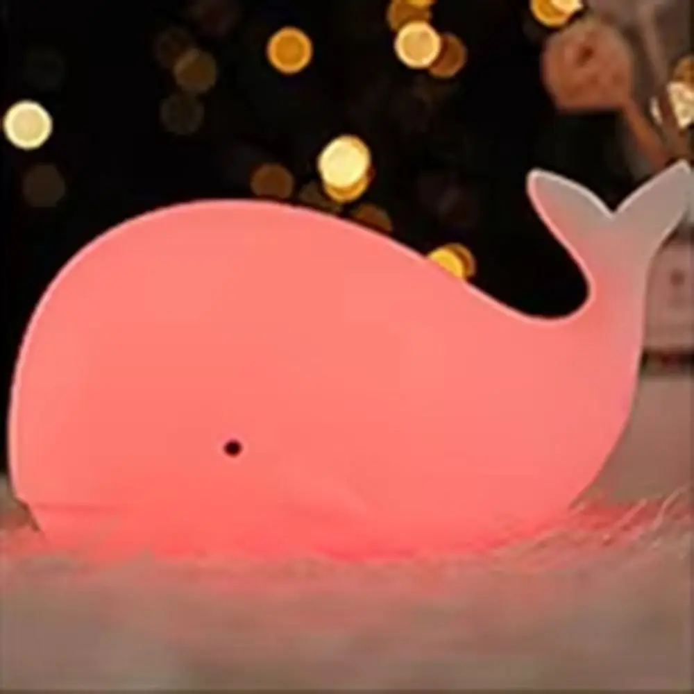 Ricaricabile Cartoon Whale Luce notturna Protezione per gli occhi Luce soffusa Atmosfera per il sonno Luce Rubinetto Controllo Silicone morbido