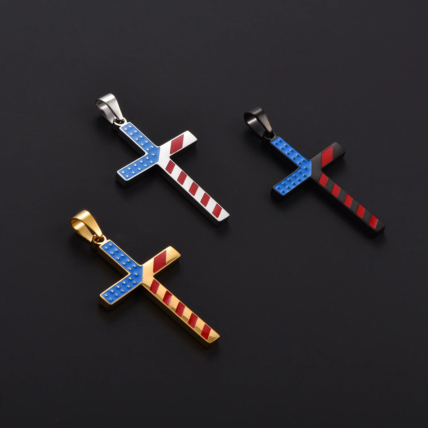 DIY Handgemachter Schmuck Emaille-Flaggenkreuz Edelstahl-Halskettenanhänger zum Basteln – Detail 3