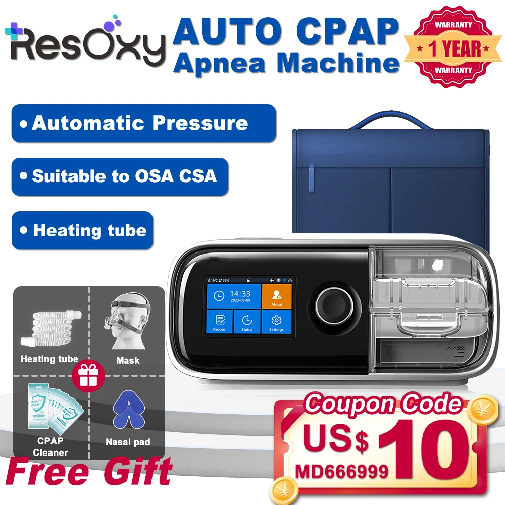 Resoxy 20A Máquina automática CPAP APAP Máquina automática de ajuste de presión para dormir con máscara para ronquidos Apnea del sueño OSA CSA
