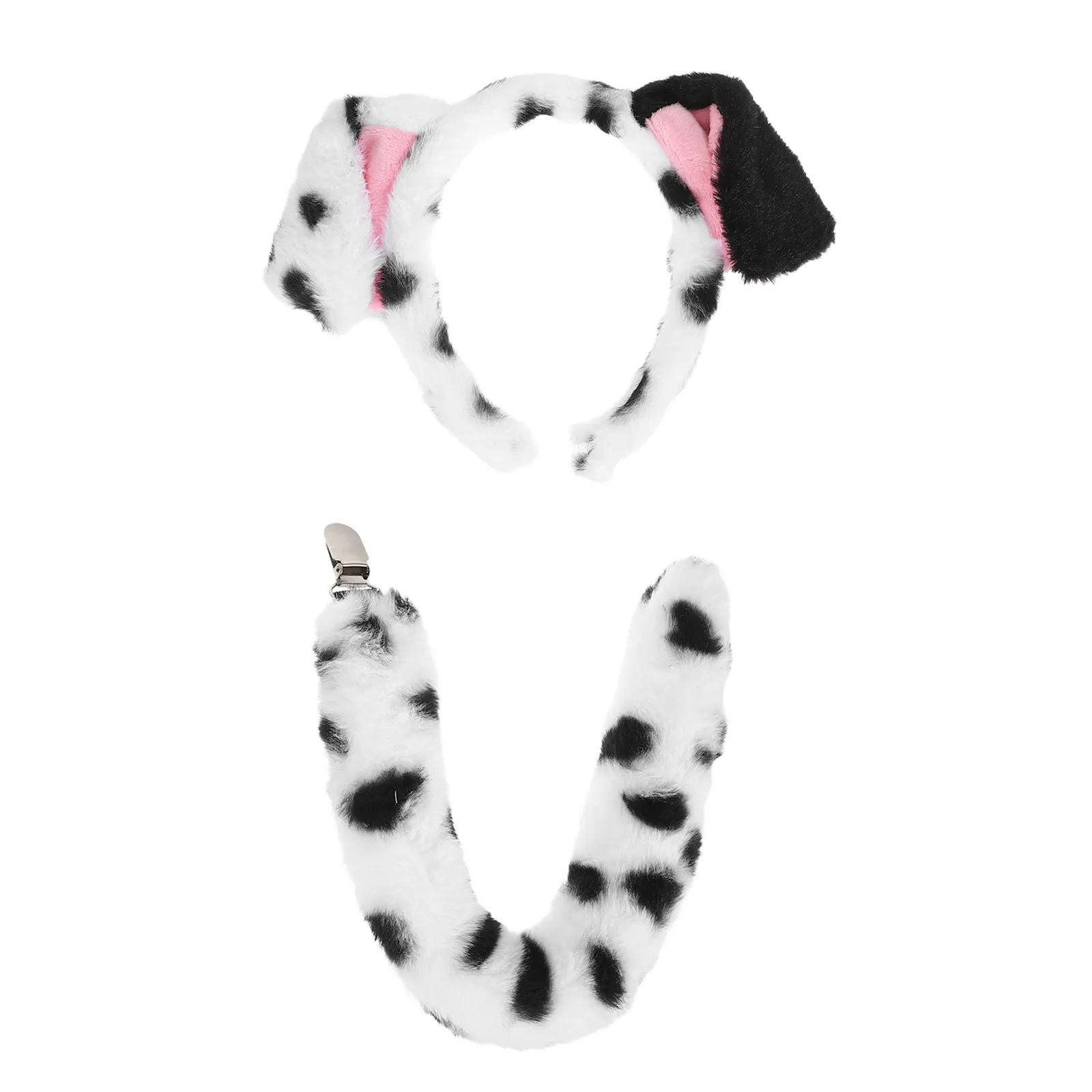 

Adjustable Spotted Dog Headband for Kids Soft Elastic Hairband with Black Dots Print Playful Toddler Hair Accessory Carnival Use