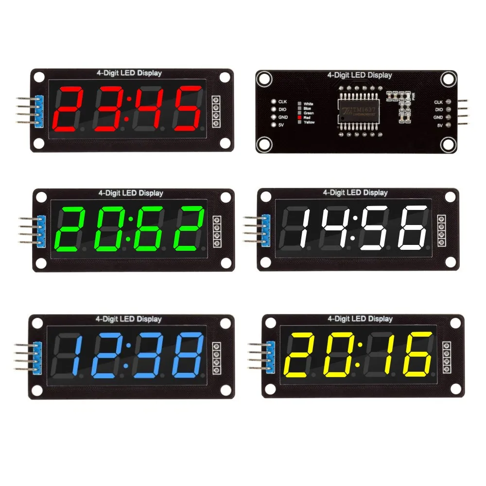 Moduł wyświetlacza LED TM1637 do Arduino 4 cyfry 7 segmentów 0,56 cala moduł lampy zegarowej czerwony niebieski zielony żółty biały