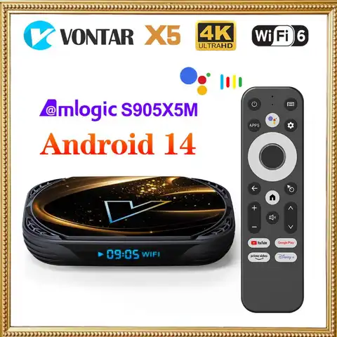 VONTAR Amlogic S905A S905X5M X5 Android 14.0 TV Box Media Player Andorid 14 1000M AV1 4K 60fps Google Player Youtube WiFi6 Box