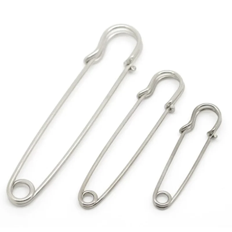 Silver Color Stitch Holders Safety Pins Brooch Metal Large Safety Lock Pin Jewelry Findings DIY Sewing Tools Apparel Accessories