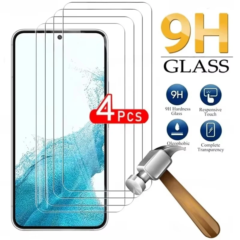 4PCS Tempered Glass For Samsung Galaxy S26 S25 S24 S23 FE A57 A56 A55 5g A16 A17 A26 A36 A07 5G Screen Protector Protective Film