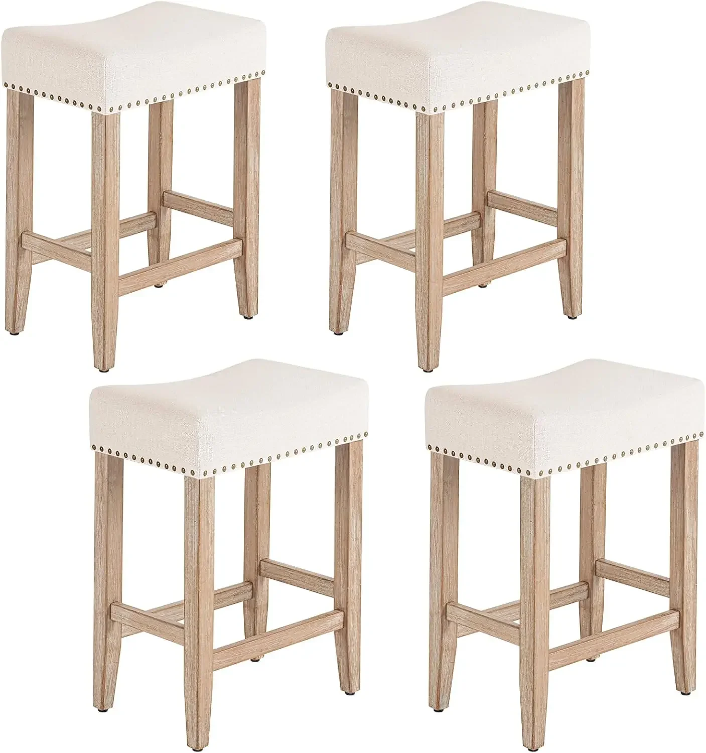 

Furniliving Bar Stools Set of 4, 25.7 Inch Counter Height Bar Stools,Upholstered Kitchen Barstools with Solid Wooden Legs,