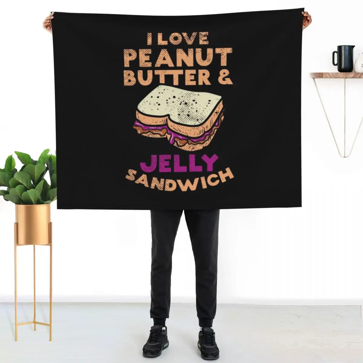 

I Love Peanut Butter And Jelly sandwich Throw Blanket Soft Sherpa Fleece Warm Blanket for Winter