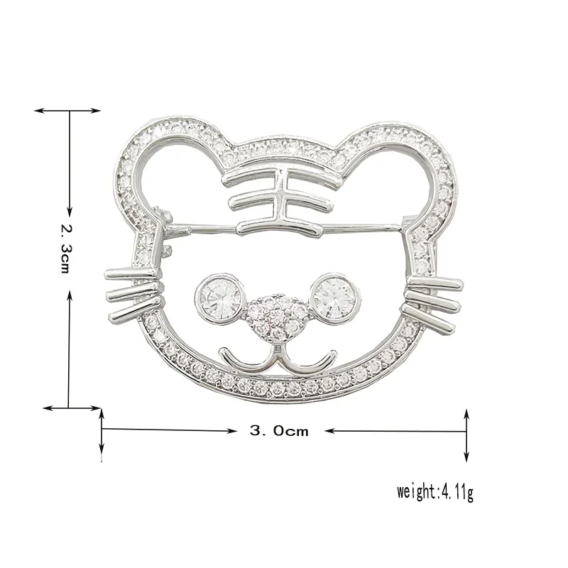Blucome Newest Fashion Small Cat Shape Brooches Crystal Copper Animal Brooch  Suit Scarf Hijab Pins for Women Girls kids 