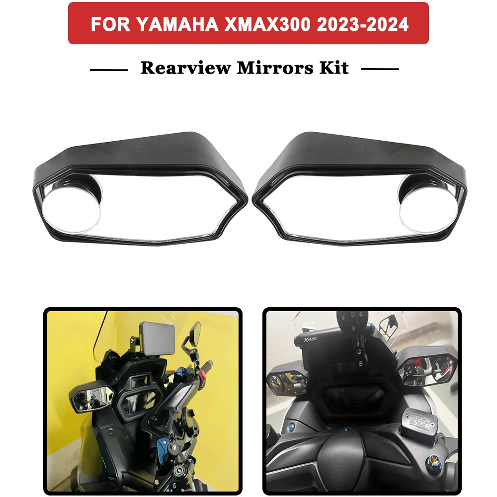 

For YAMAHA XMAX 300 250 2023 2024 Motorcycle Rearview Mirrors Auxiliary Wide Angle Blind Spot Rear View Mirrors Kit Adjustable
