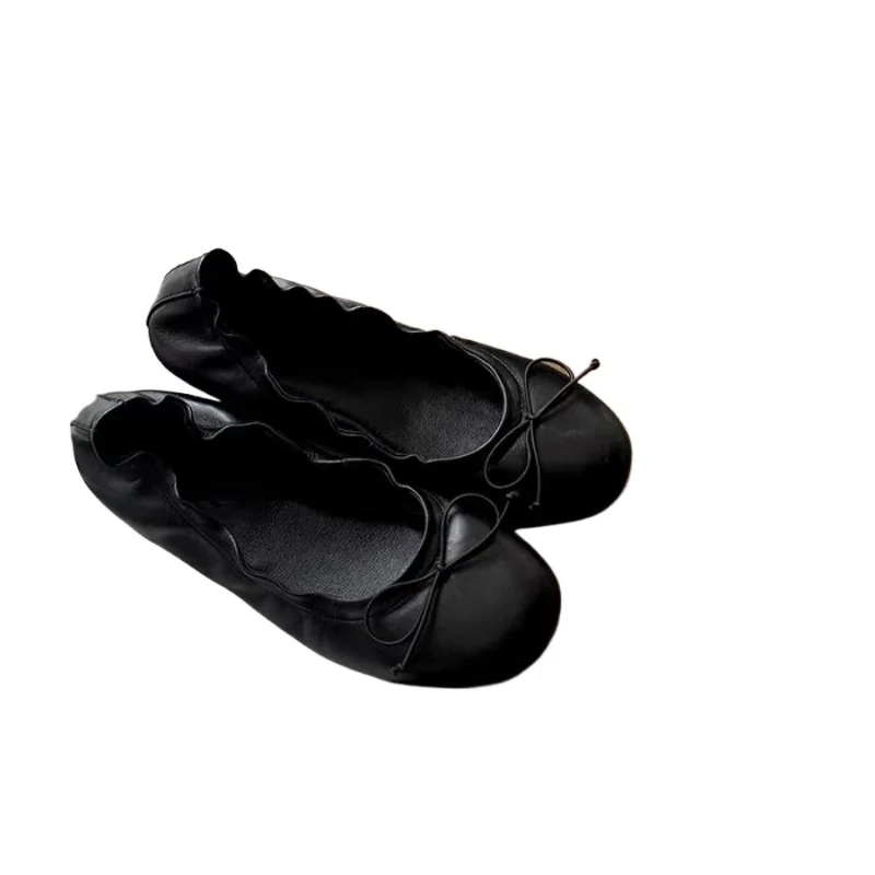 Zapatos de Mujer con Suela Plana, Color Rojo, con Lazo, Punta Redonda, para Boda, Estilo Bailarina, Tallas 35-40, Primavera-Verano 2026