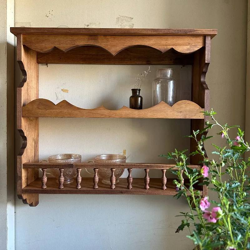 

Country Wall Mount Display Shelf Vintage Modern Bookcase Wooden Multilayer Storage Rack Kitchen Home Organization Storage Shelf