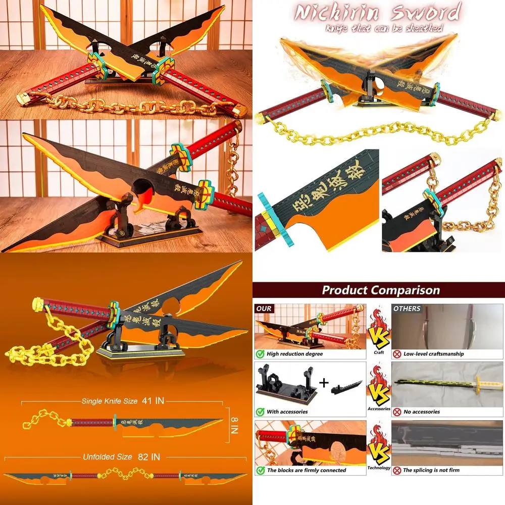 82 Kit modello di blocchi di costruzione della spada: spada da samurai con fodero e supporto - Regalo ideale per gli amanti degli anime