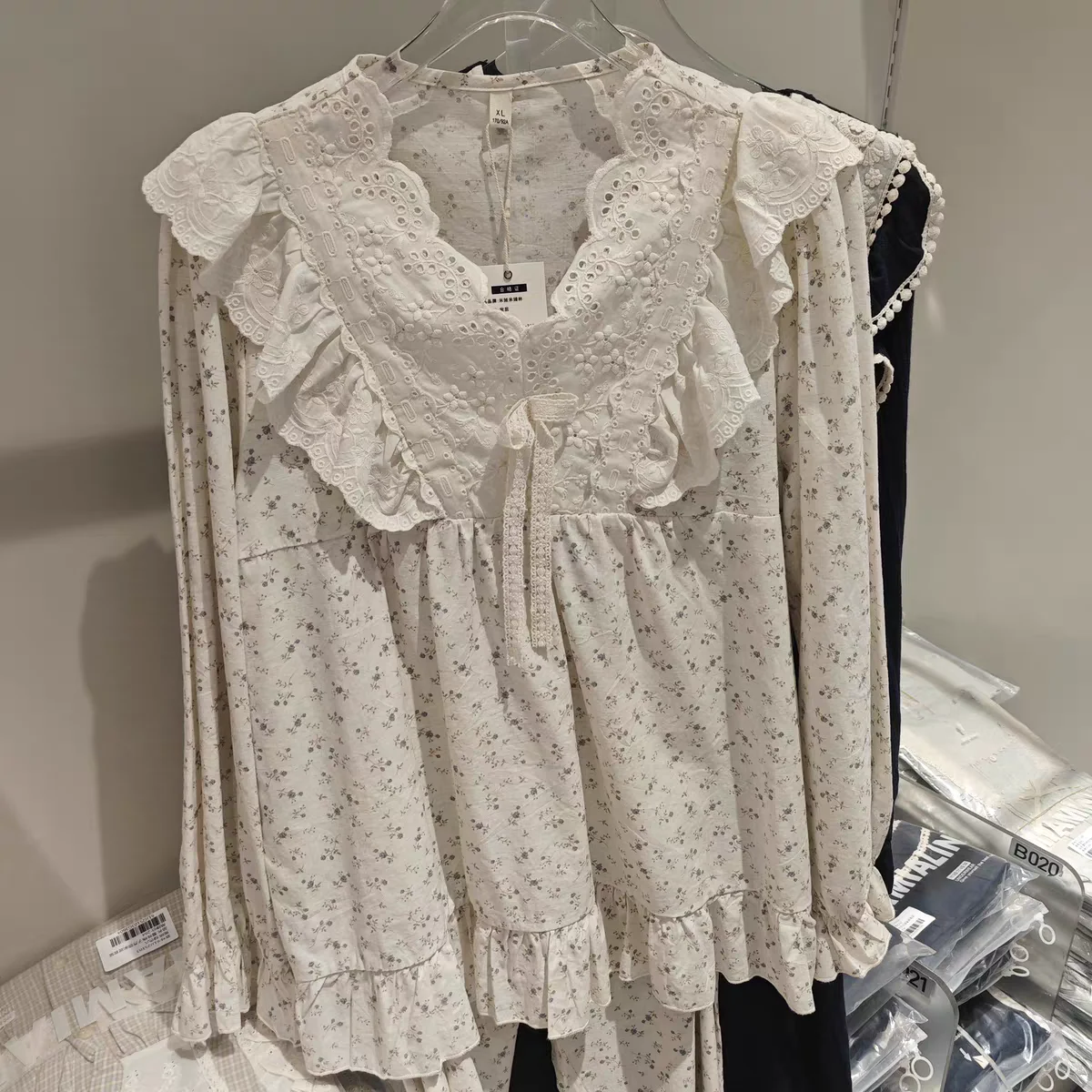 2026-新しい綿ナイトガウン女性の長袖長ズボンセットかわいい漫画ソフトパジャマミッドレングススカート弾性ウエストパンツ